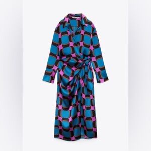 Zara printed wrap dress size small